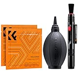 K&F Concept Kit de Limpieza Cámara,4 En 1 Cleaning Kit con Soplador+2 PCS Paño Limpieza Microfibra Envasado al Vacío+Lápiz Limpiador con Cepillo/Cabeza Carbono para Cámara Filtro Objetivo Canon/Nikon